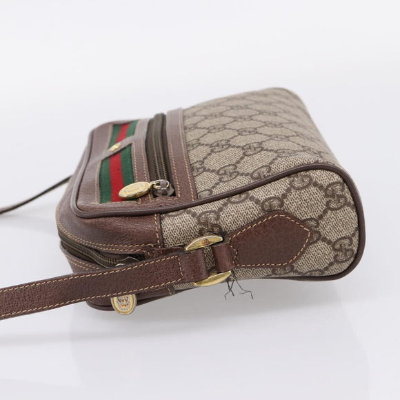 GUCCI GG Supreme Web Sherry Line Bag PVC Beige Gold 001 50 6655 Auth ar14356