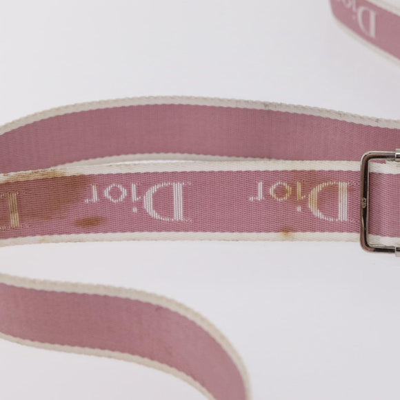 Christian Dior Trotter Canvas Shoulder Bag PVC Pink Silver Auth ar14360
