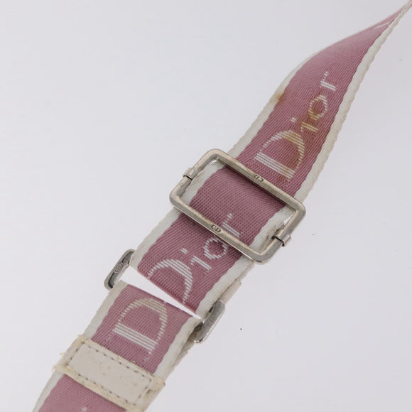Christian Dior Trotter Canvas Shoulder Bag PVC Pink Silver Auth ar14360
