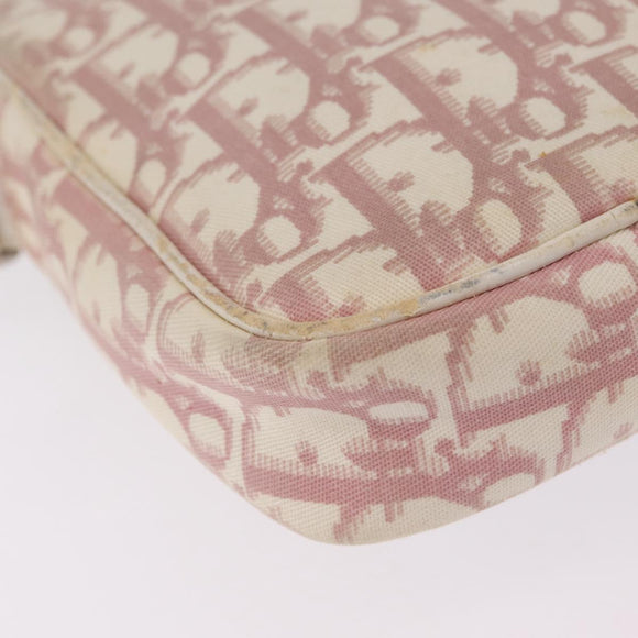 Christian Dior Trotter Canvas Shoulder Bag PVC Pink Silver Auth ar14360