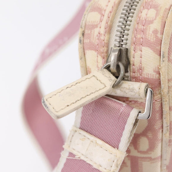 Christian Dior Trotter Canvas Shoulder Bag PVC Pink Silver Auth ar14360