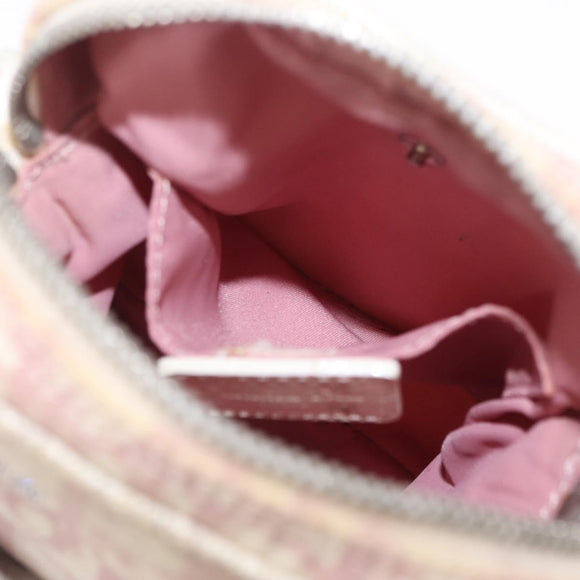 Christian Dior Trotter Canvas Shoulder Bag PVC Pink Silver Auth ar14360