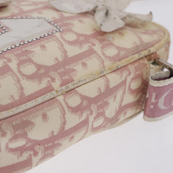 Christian Dior Trotter Canvas Shoulder Bag PVC Pink Silver Auth ar14360