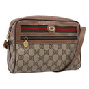 GUCCI GG Supreme Web Sherry Line Bag PVC Beige Gold 001 44 6655 Auth ar14362-1