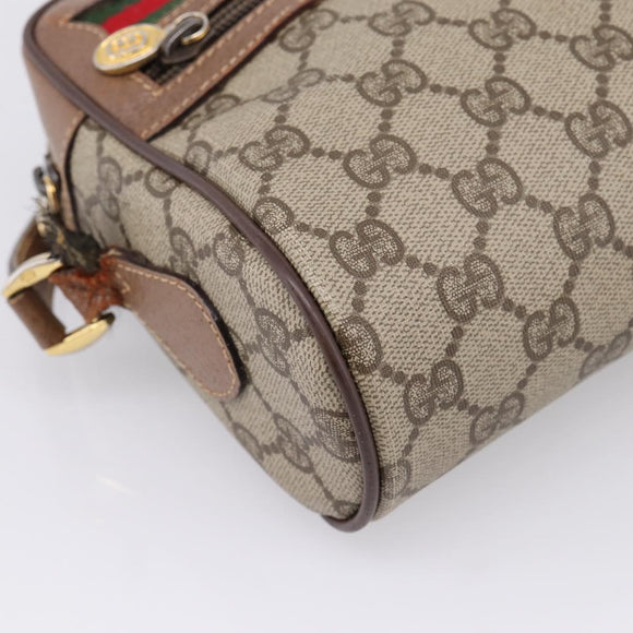 GUCCI GG Supreme Web Sherry Line Bag PVC Beige Gold 001 44 6655 Auth ar14362