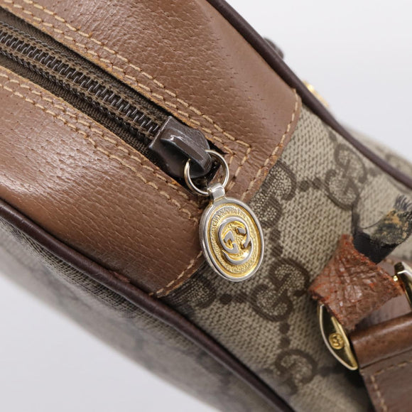 GUCCI GG Supreme Web Sherry Line Bag PVC Beige Gold 001 44 6655 Auth ar14362