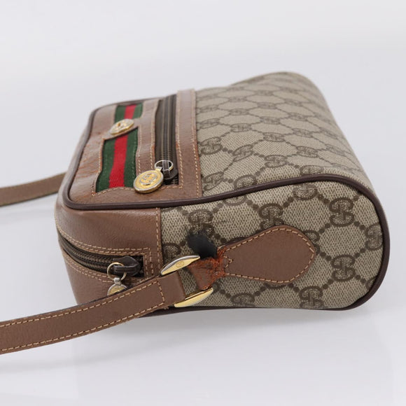GUCCI GG Supreme Web Sherry Line Bag PVC Beige Gold 001 44 6655 Auth ar14362
