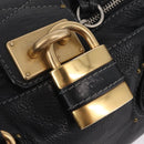 Chloe Paddington Hand Bag Leather Black Gold Silver Auth ar14367A-15