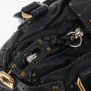 Chloe Paddington Hand Bag Leather Black Gold Silver Auth ar14367A-16