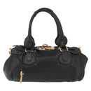 Chloe Paddington Hand Bag Leather Black Gold Silver Auth ar14367A-2