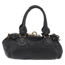 Chloe Paddington Hand Bag Leather Black Gold Silver Auth ar14367A-3