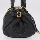 Chloe Paddington Hand Bag Leather Black Gold Silver Auth ar14367A-5
