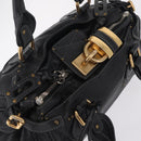 Chloe Paddington Hand Bag Leather Black Gold Silver Auth ar14367A-6