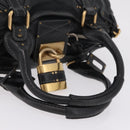 Chloe Paddington Hand Bag Leather Black Gold Silver Auth ar14367A-7