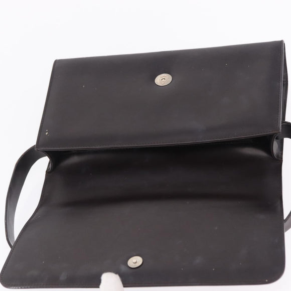 GUCCI Shoulder Bag Leather Outlet Black Silver 001 3063 Auth ar14368