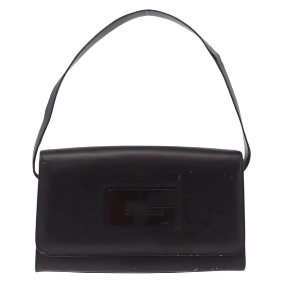 GUCCI Shoulder Bag Leather Outlet Black Silver 001 3063 Auth ar14368