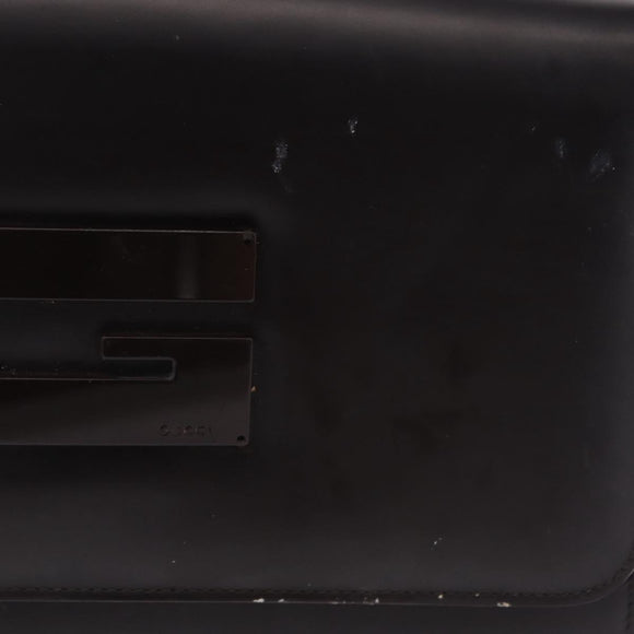 GUCCI Shoulder Bag Leather Outlet Black Silver 001 3063 Auth ar14368