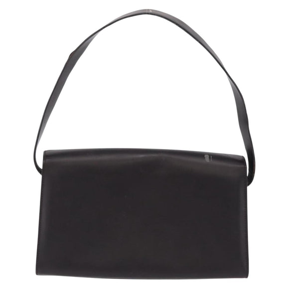 GUCCI Shoulder Bag Leather Outlet Black Silver 001 3063 Auth ar14368