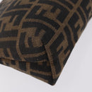 FENDI Zucca Canvas Pouch Black Brown Auth ar14369-10