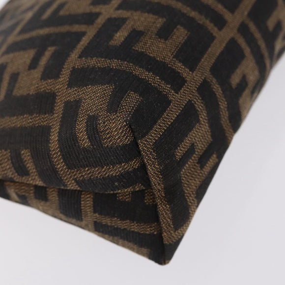 FENDI Zucca Canvas Pouch Black Brown Auth ar14369