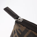 FENDI Zucca Canvas Pouch Black Brown Auth ar14369-12