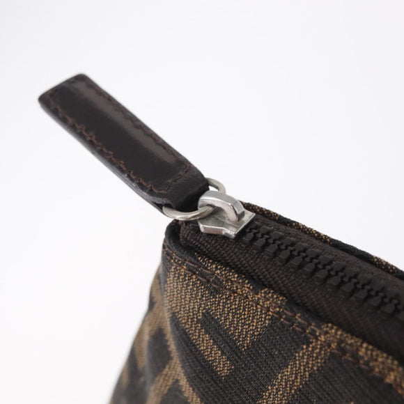 FENDI Zucca Canvas Pouch Black Brown Auth ar14369