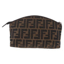 FENDI Zucca Canvas Pouch Black Brown Auth ar14369-3