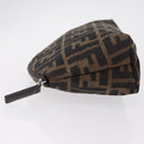 FENDI Zucca Canvas Pouch Black Brown Auth ar14369-5