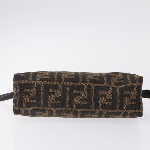 FENDI Zucca Canvas Pouch Black Brown Auth ar14369