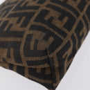 FENDI Zucca Canvas Pouch Black Brown Auth ar14369-8