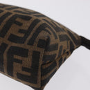 FENDI Zucca Canvas Pouch Black Brown Auth ar14369-9