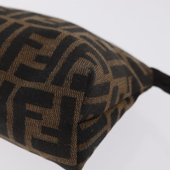 FENDI Zucca Canvas Pouch Black Brown Auth ar14369