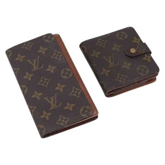 LOUIS VUITTON Monogram Wallet 2 Set LV Auth ar14370