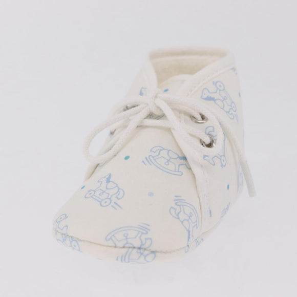HERMES Baby Shoes Silk White Auth ar14371A