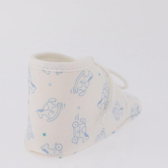 HERMES Baby Shoes Silk White Auth ar14371A