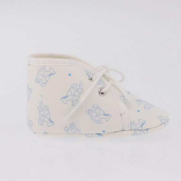 HERMES Baby Shoes Silk White Auth ar14371A