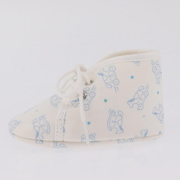 HERMES Baby Shoes Silk White Auth ar14371A