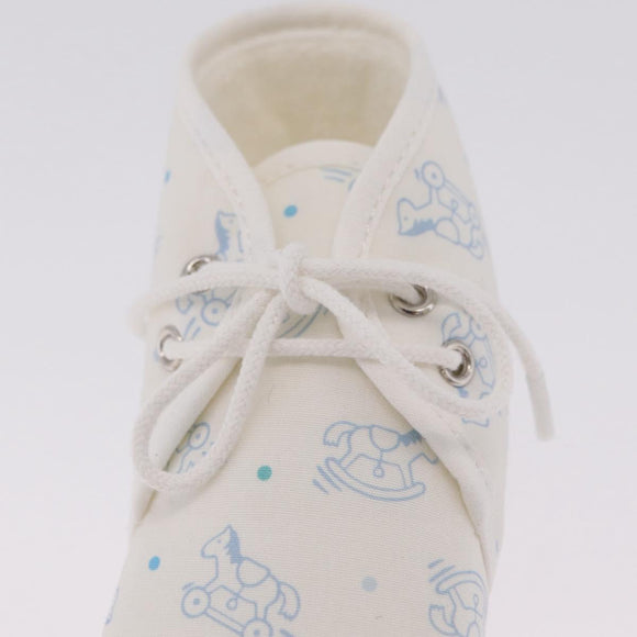 HERMES Baby Shoes Silk White Auth ar14371A