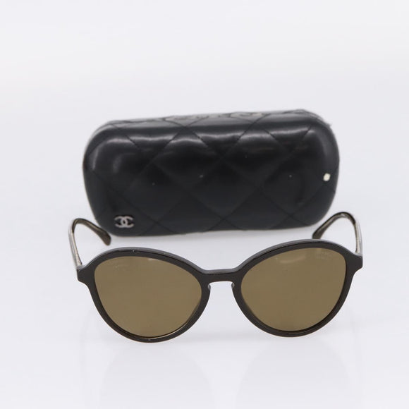 CHANEL Sunglasses Plastic Dark Brown CC Auth ar14375M