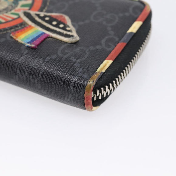 GUCCI GG Supreme Night Courier Coin Purse PVC Black Silver 496343 Auth ar14376