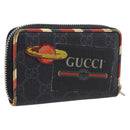 GUCCI GG Supreme Night Courier Coin Purse PVC Black Silver 496343 Auth ar14376-1