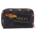 GUCCI GG Supreme Night Courier Coin Purse PVC Black Silver 496343 Auth ar14376-2