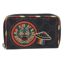 GUCCI GG Supreme Night Courier Coin Purse PVC Black Silver 496343 Auth ar14376-3