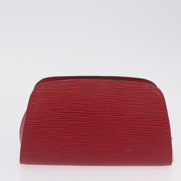 LOUIS VUITTON Epi Dauphine PM Pouch 2 Set Red Yellow LV Auth ar14381