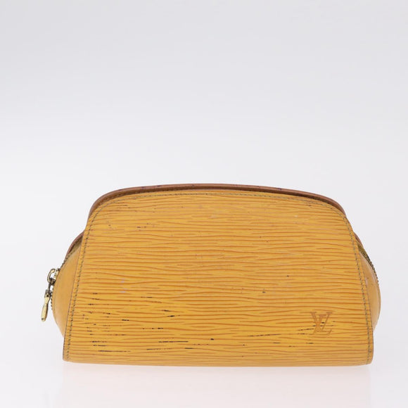 LOUIS VUITTON Epi Dauphine PM Pouch 2 Set Red Yellow LV Auth ar14381