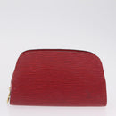LOUIS VUITTON Epi Dauphine PM Pouch 2 Set Red Yellow LV Auth ar14381-9