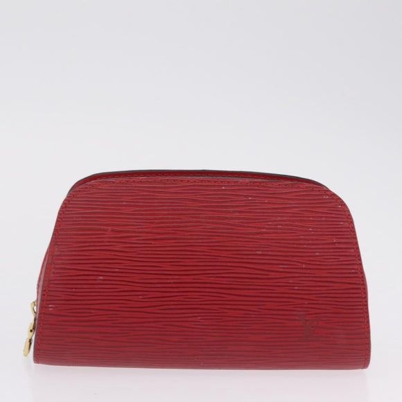 LOUIS VUITTON Epi Dauphine PM Pouch 2 Set Red Yellow LV Auth ar14381