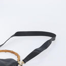 GUCCI Bamboo Hand Bag Leather 2way Black Gold 001 2113 1638 Auth ar14383-11