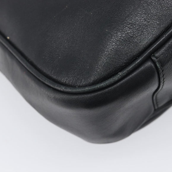 GUCCI Bamboo Hand Bag Leather 2way Black Gold 001 2113 1638 Auth ar14383