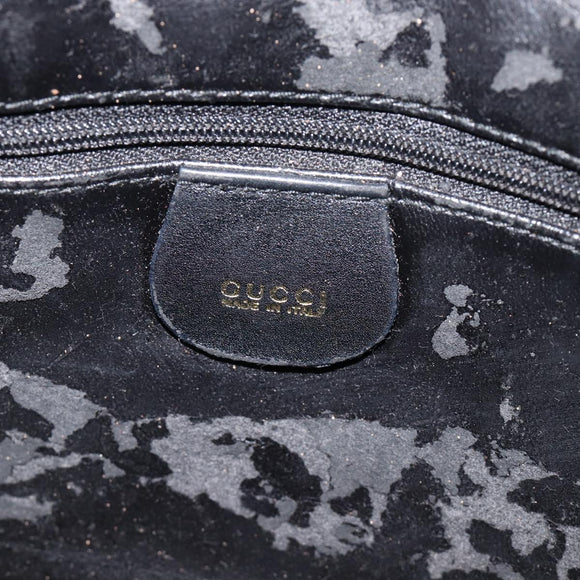 GUCCI Bamboo Hand Bag Leather 2way Black Gold 001 2113 1638 Auth ar14383